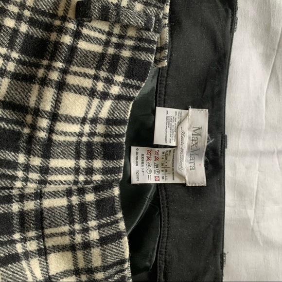 max mara black & ivory cinched plaid wool skirt - Picture 9 of 9
